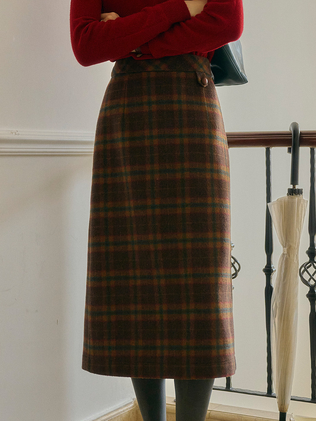 Tallulah Scottish Vintage Plaid Straight Skirt