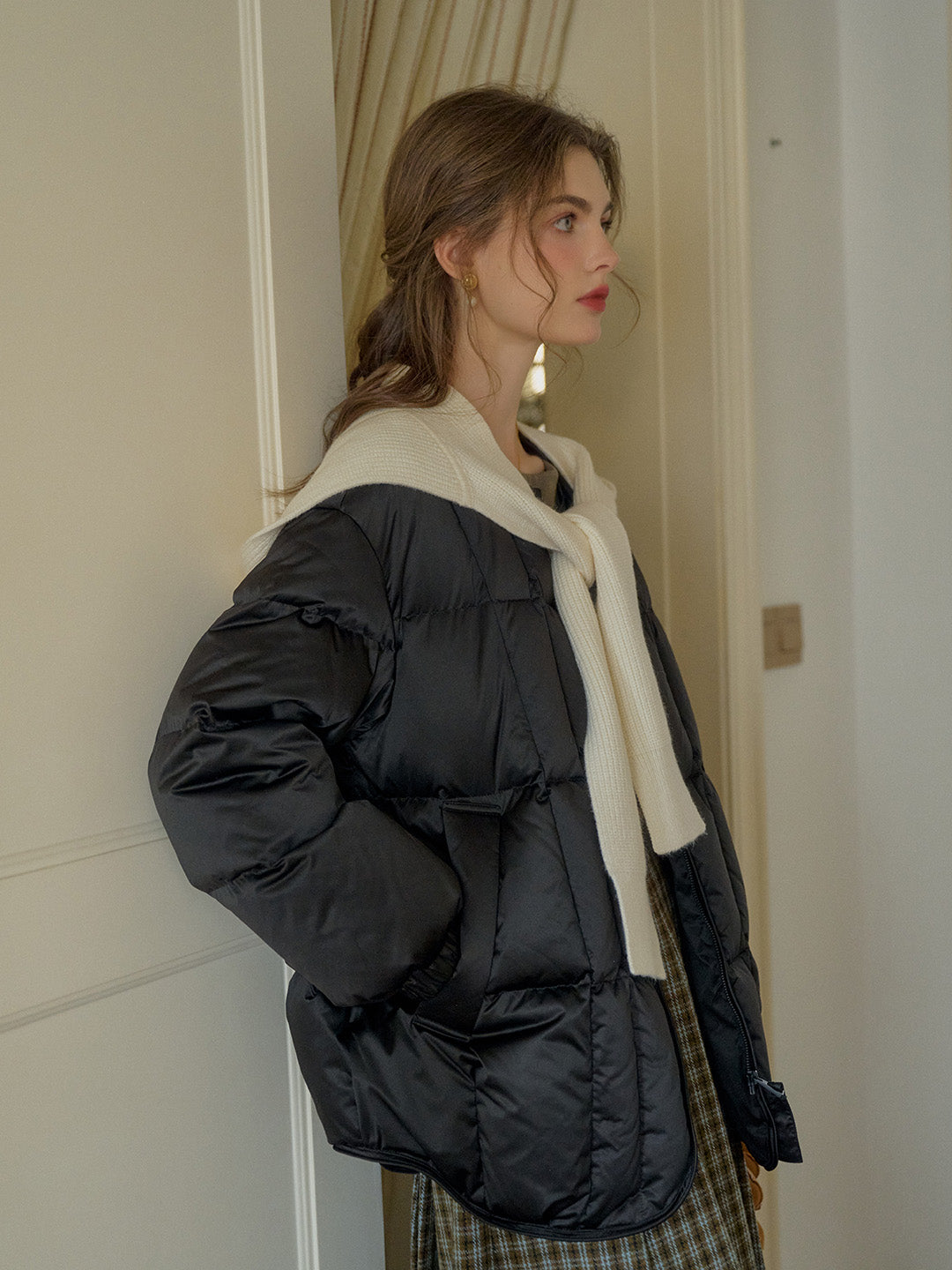 Blake Winter Detachable Knitted Collar Pocket Down Jacket - Black