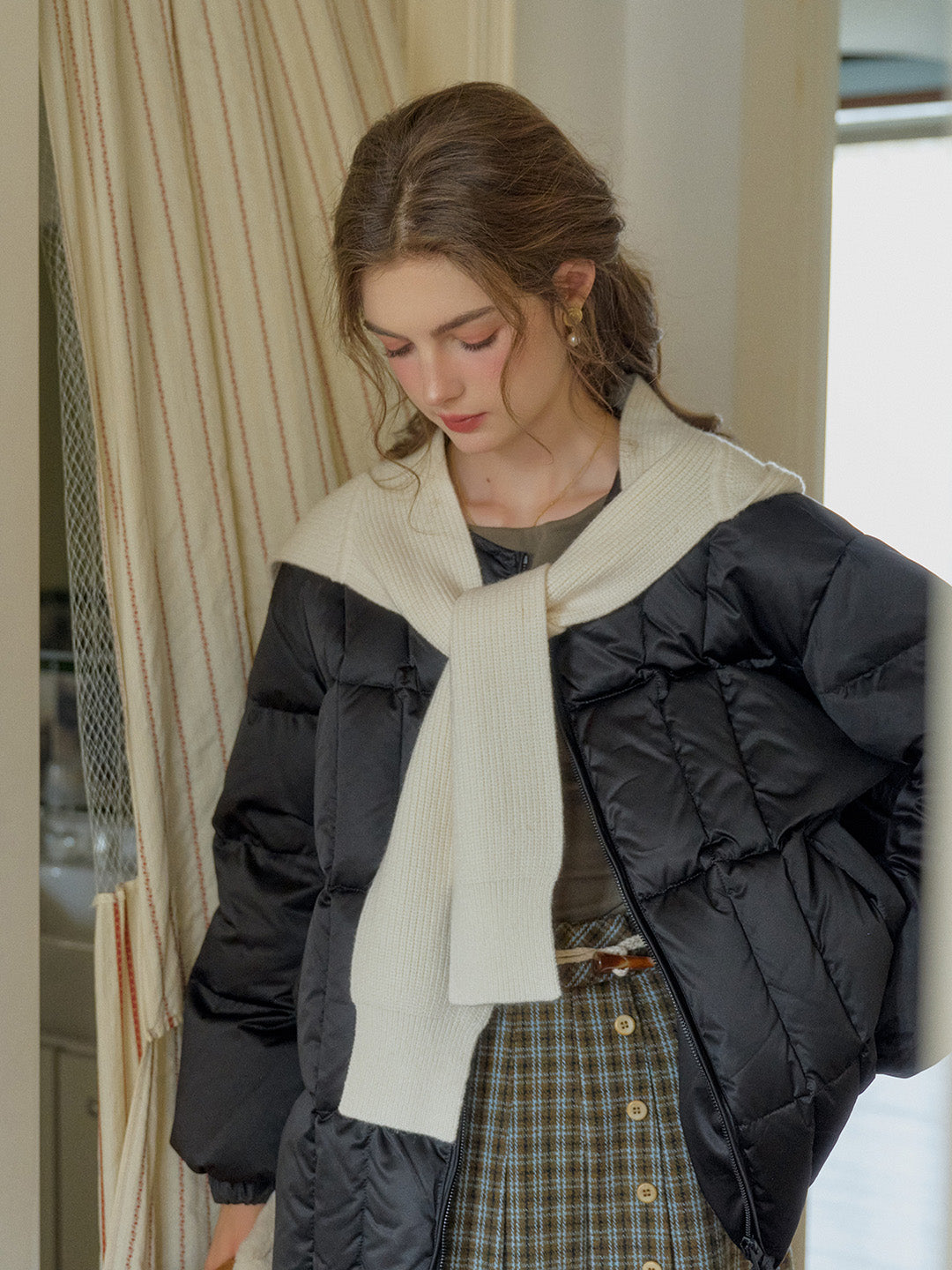 Blake Winter Detachable Knitted Collar Pocket Down Jacket - Black