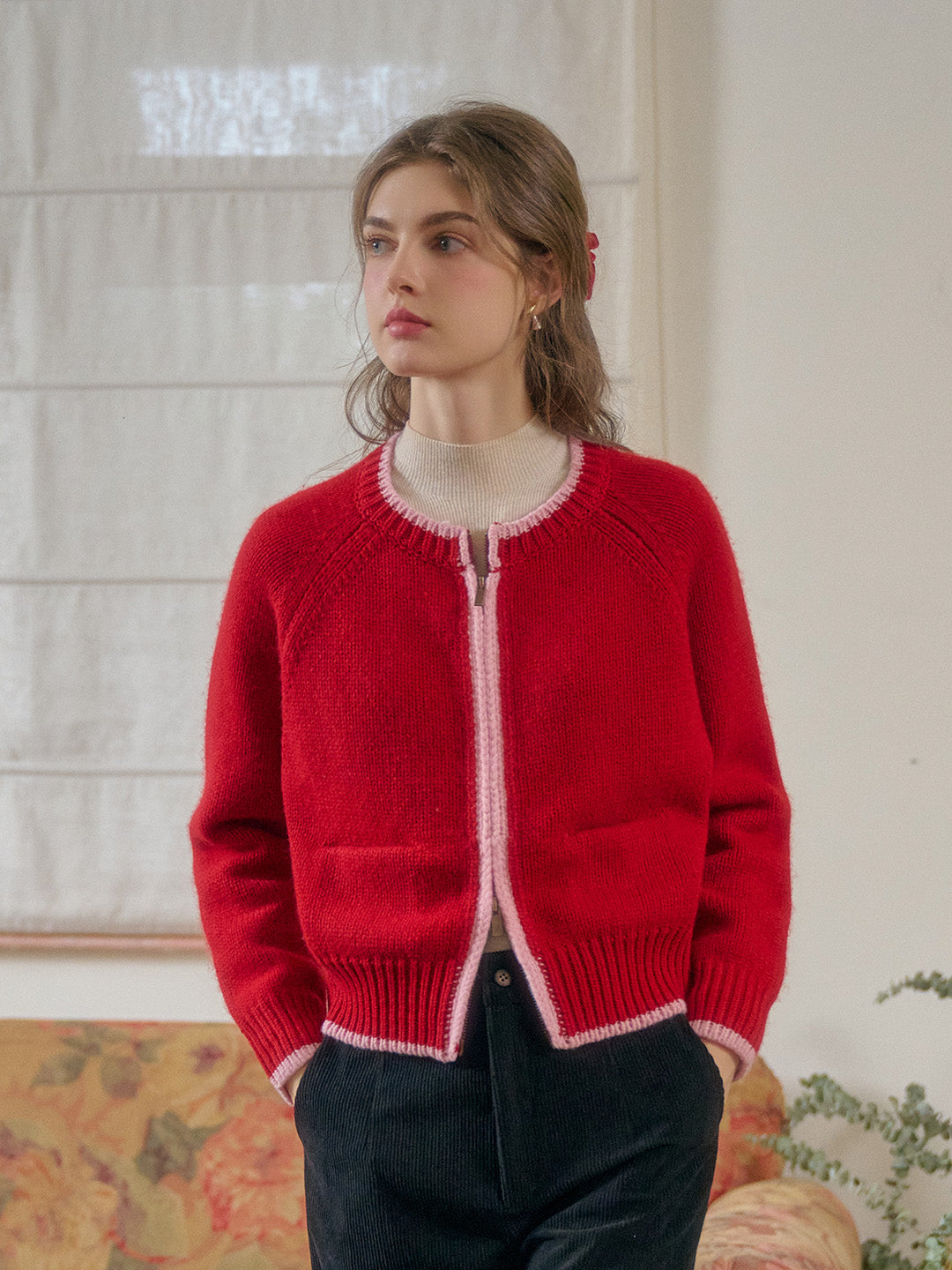【Final Sale】Brielle Round Neck 100% Wool Cardigan