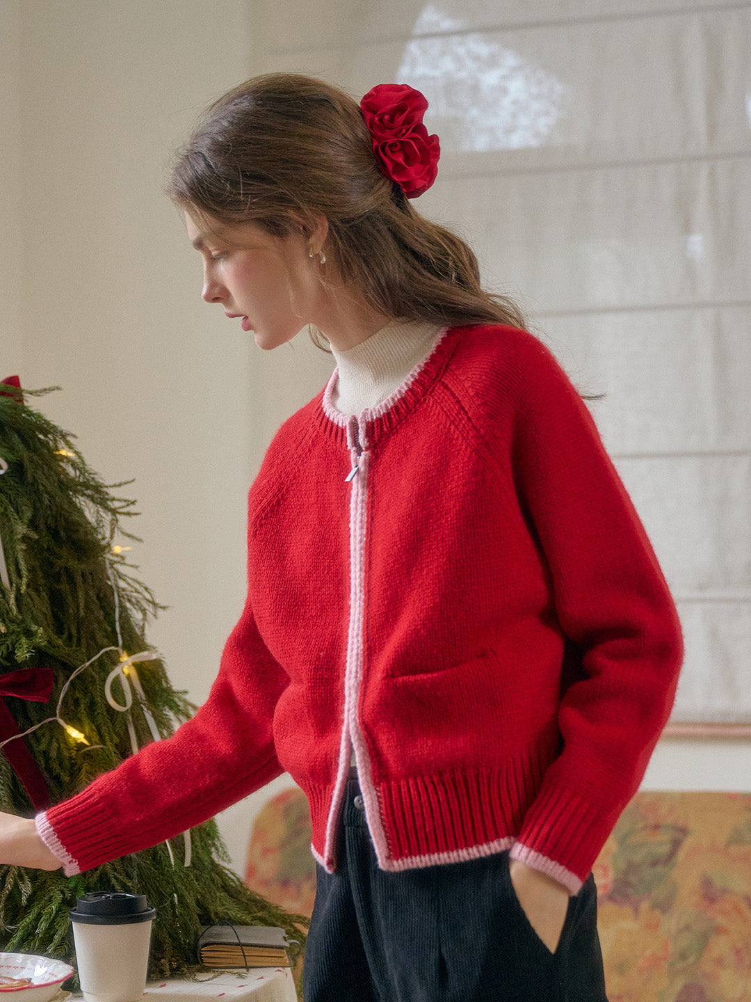 【Final Sale】Brielle Round Neck 100% Wool Cardigan