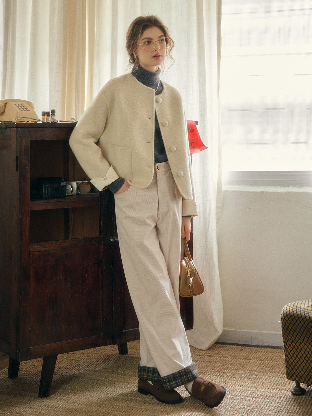 Lila Classic Corduroy Straight Trousers - Brown