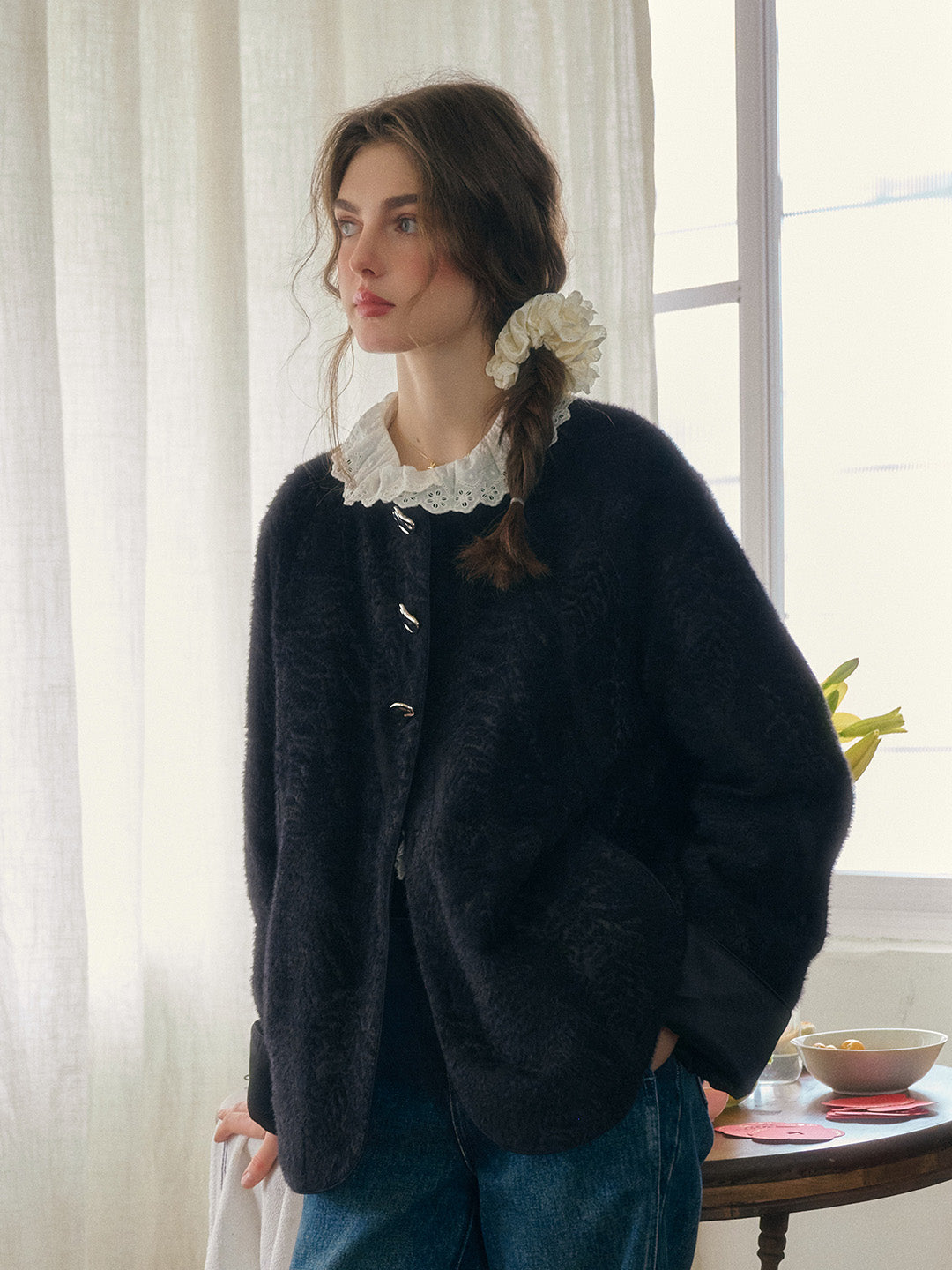 Kendra Round Neck Fluffy Down Jacket