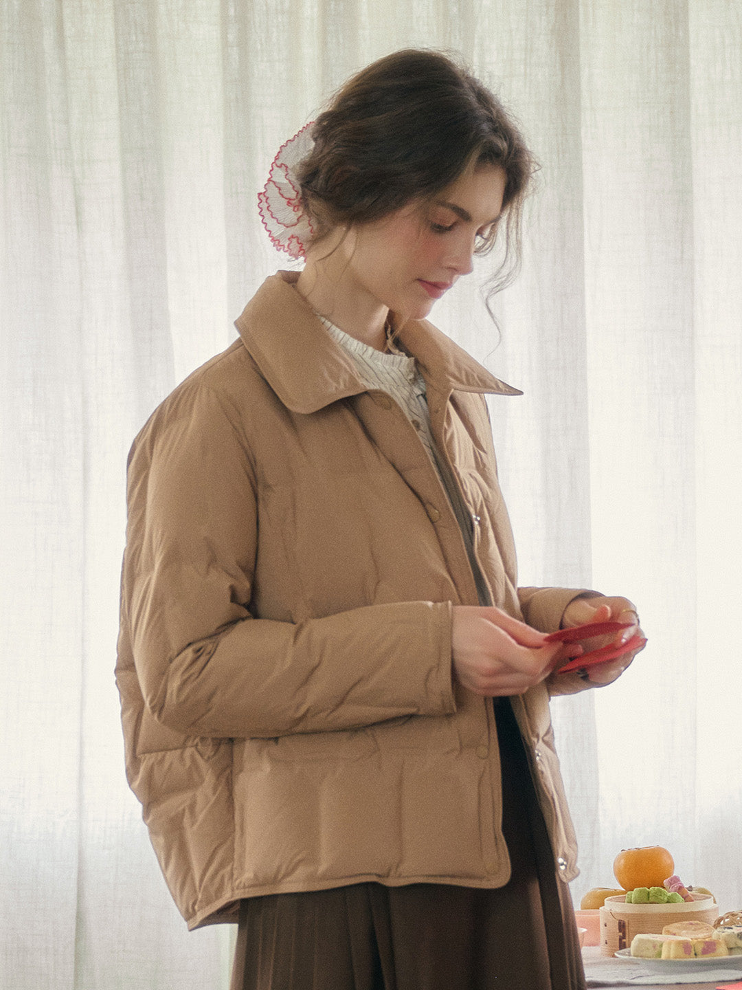 Bea Notched Collar Pocket Down Jacket - Black