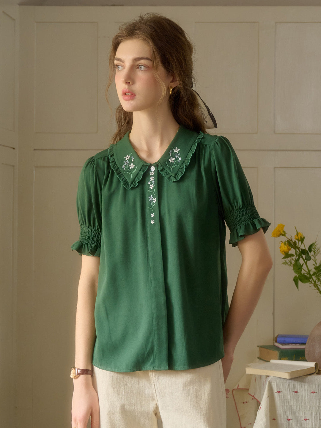 【Final Sale】Skye Floral Embroidered Puff Top