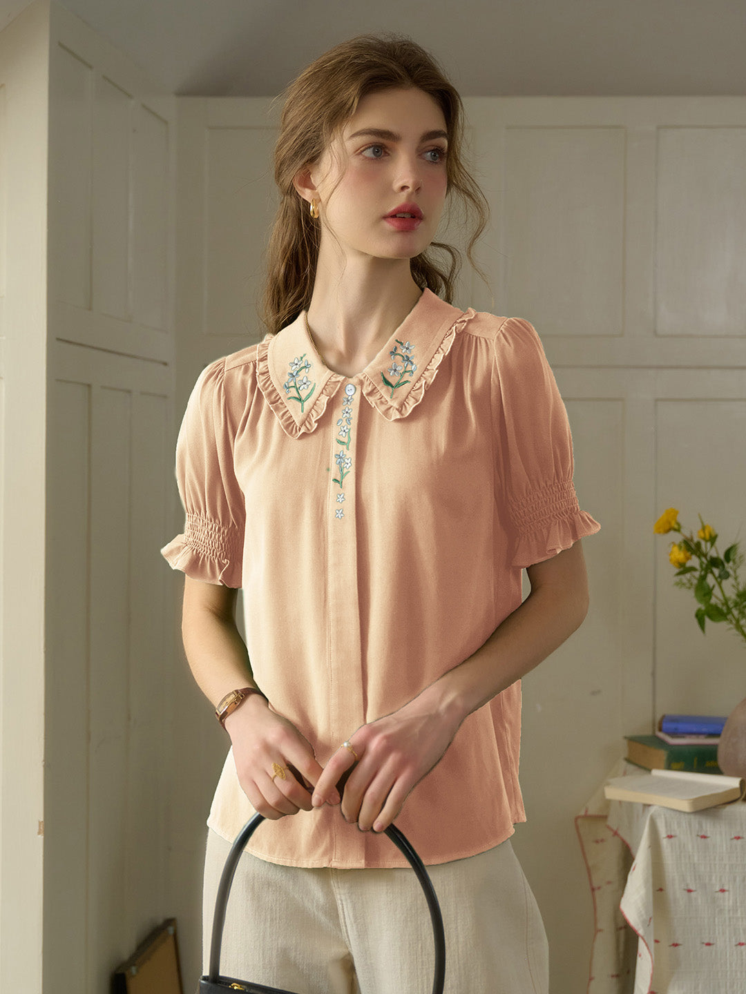 【Final Sale】Skye Floral Embroidered Puff Top