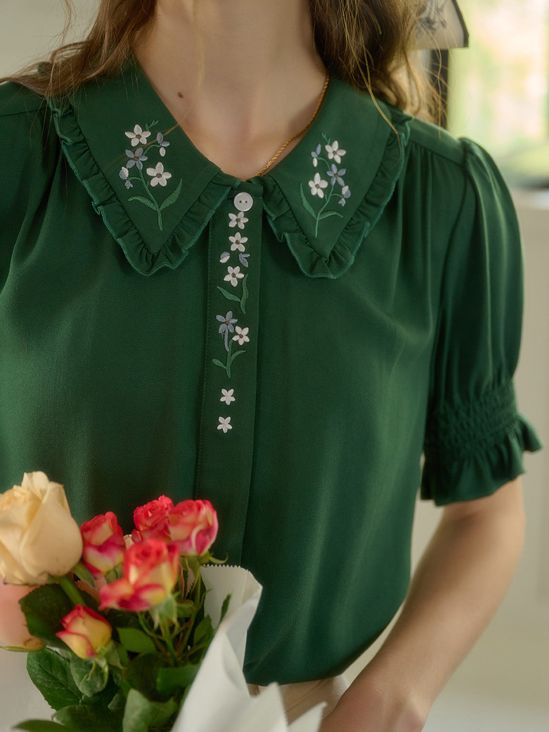 【Final Sale】Skye Floral Embroidered Puff Top