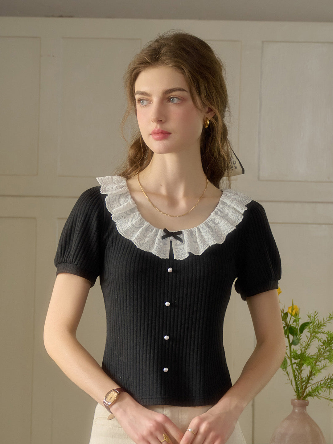 【Final Sale】Ella Peter Pan Collar Bow Blouse