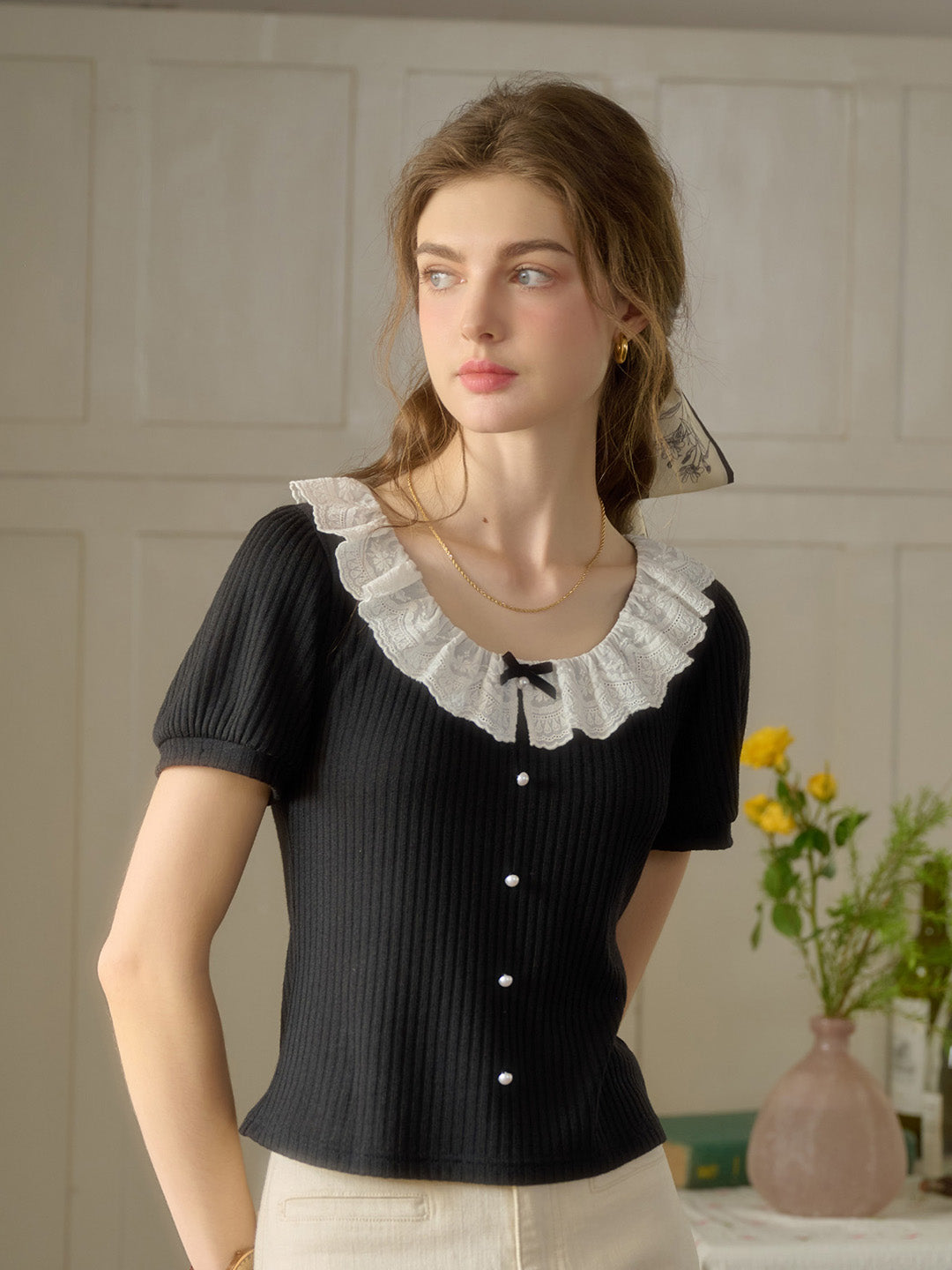 【Final Sale】Ella Peter Pan Collar Bow Blouse