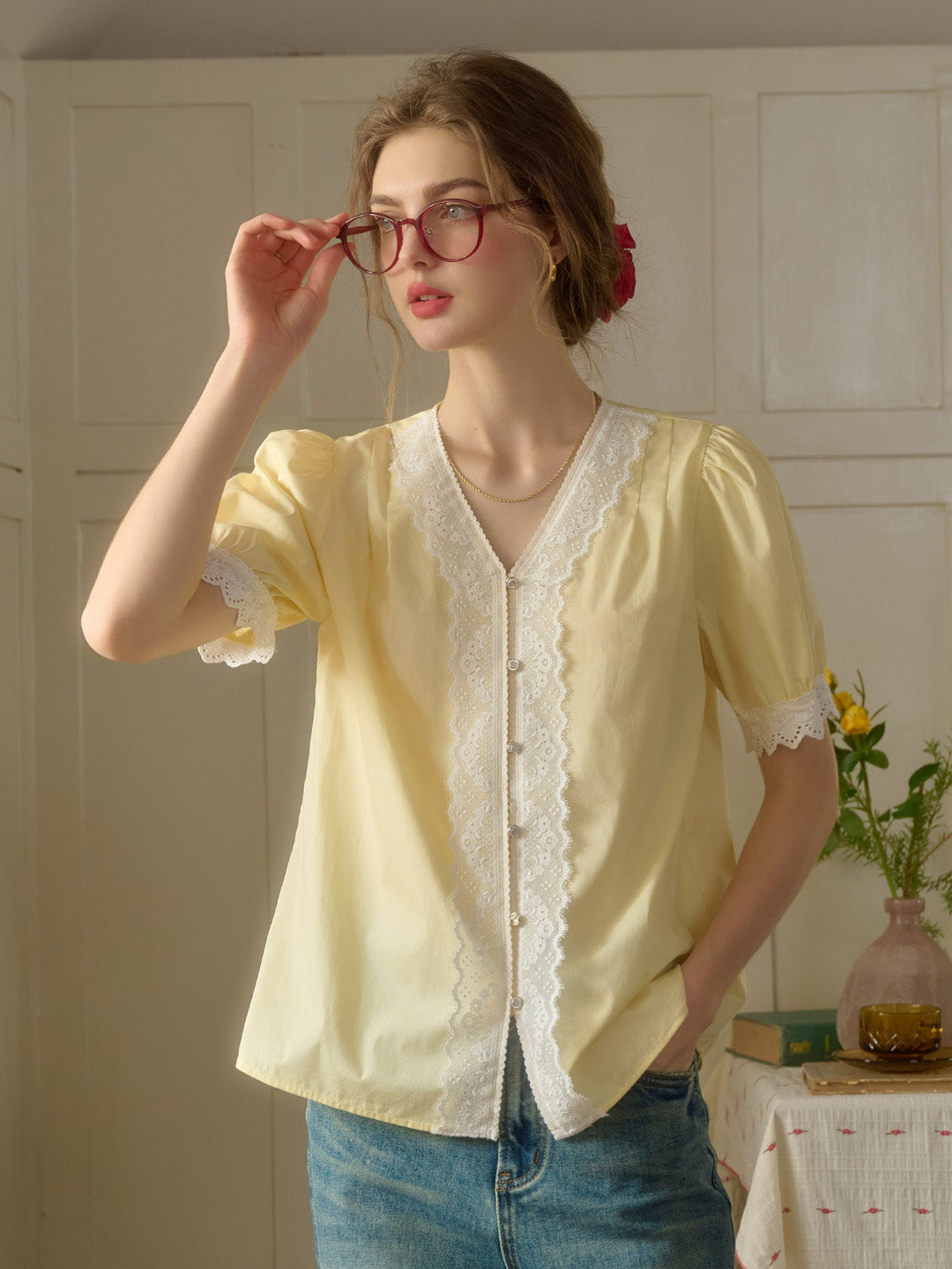 【Final Sale】Margot Peter Pan Collar 100% Cotton Blouse