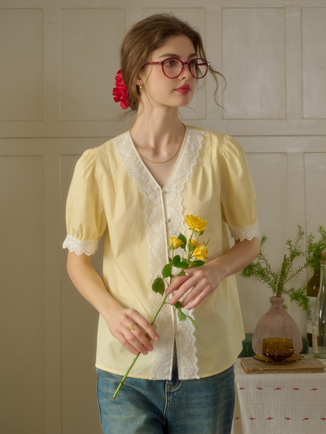 【Final Sale】Margot Peter Pan Collar 100% Cotton Blouse