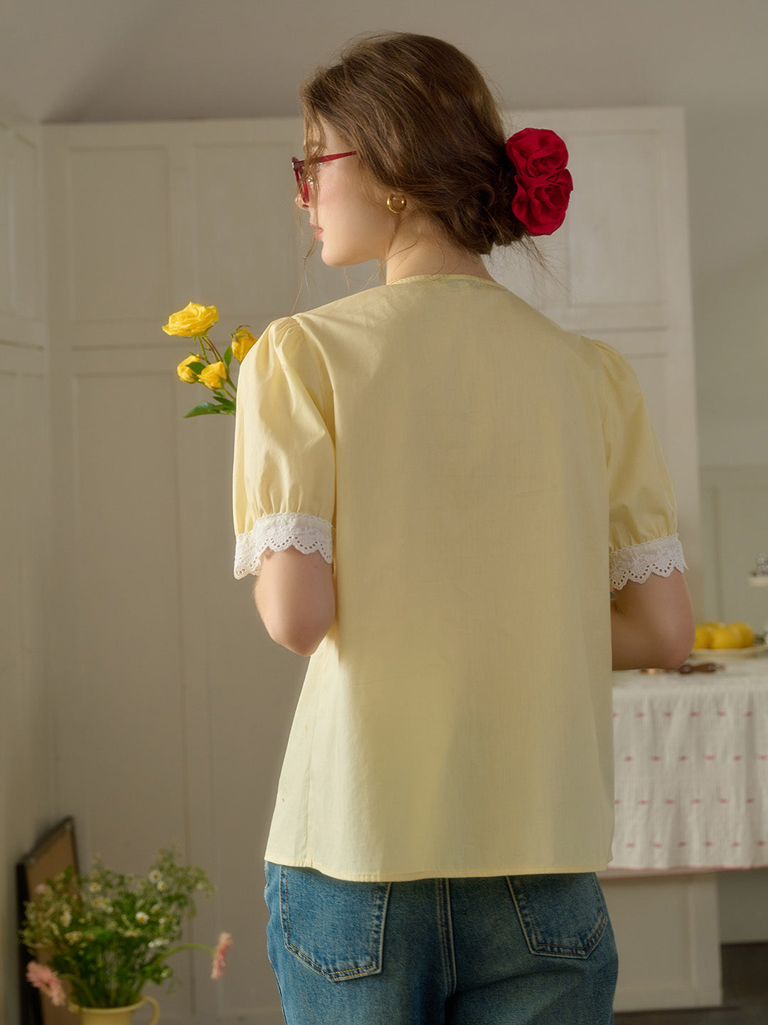 【Final Sale】Margot Peter Pan Collar 100% Cotton Blouse