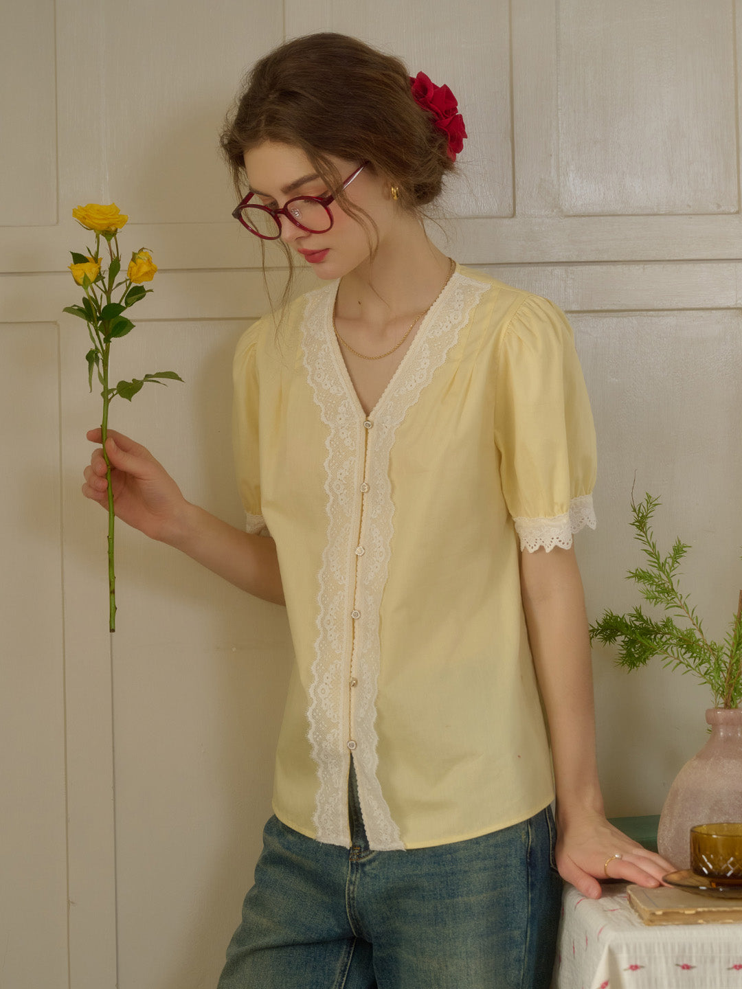 【Final Sale】Margot Peter Pan Collar 100% Cotton Blouse