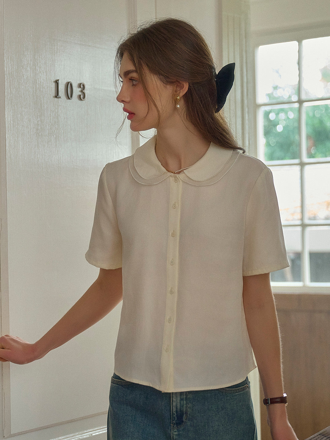 Delia Peter Pan Double Collar Blouse