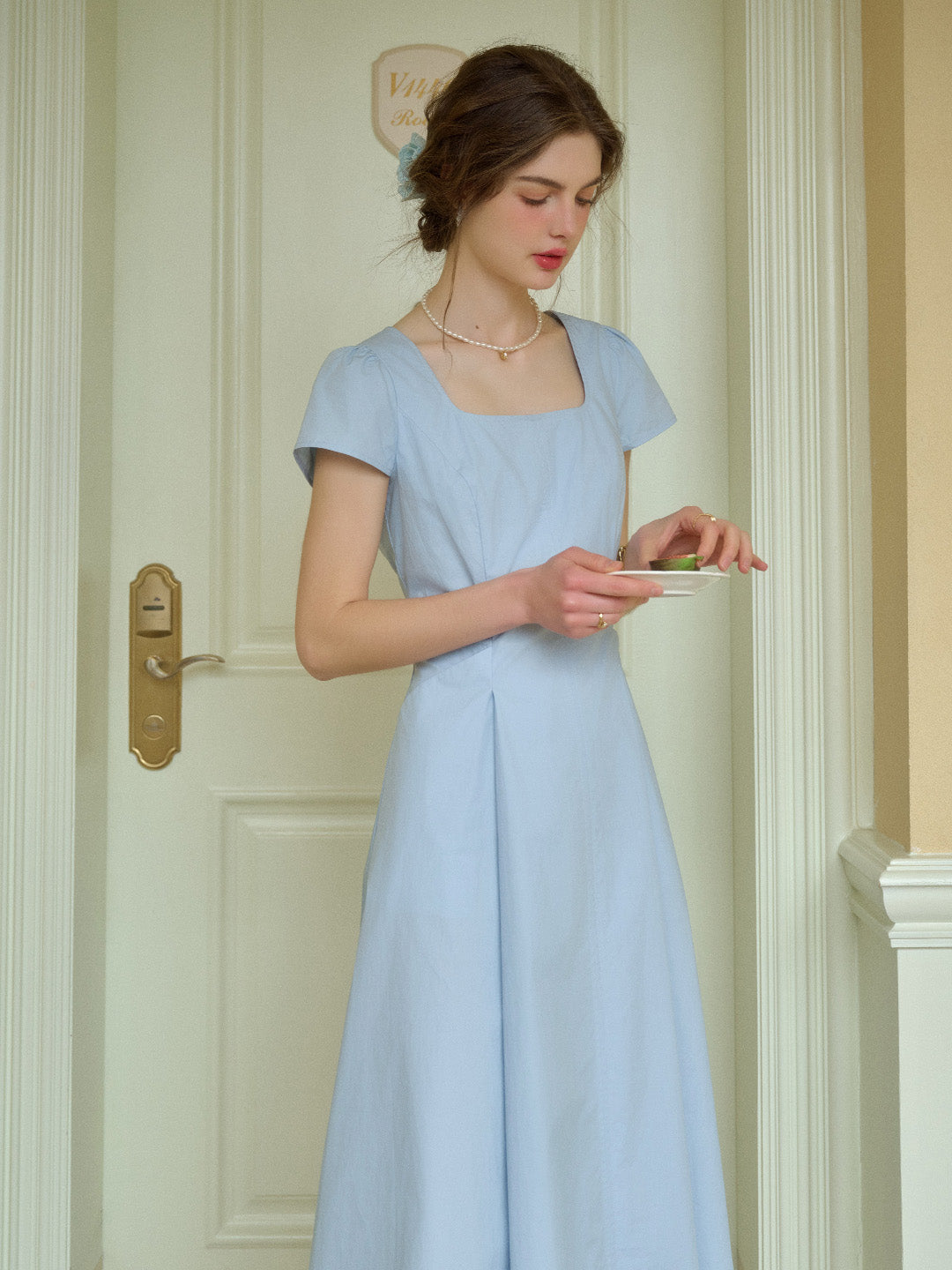 Elly Square Neck Cinched Waist Dress