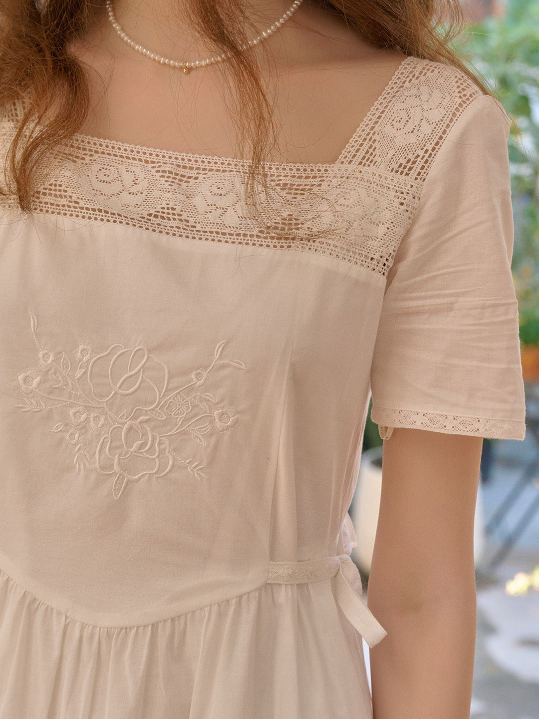 Sia Square Neck Embroidery White Cotton Dress Sia Square Neck Embroidery White Cotton Dress