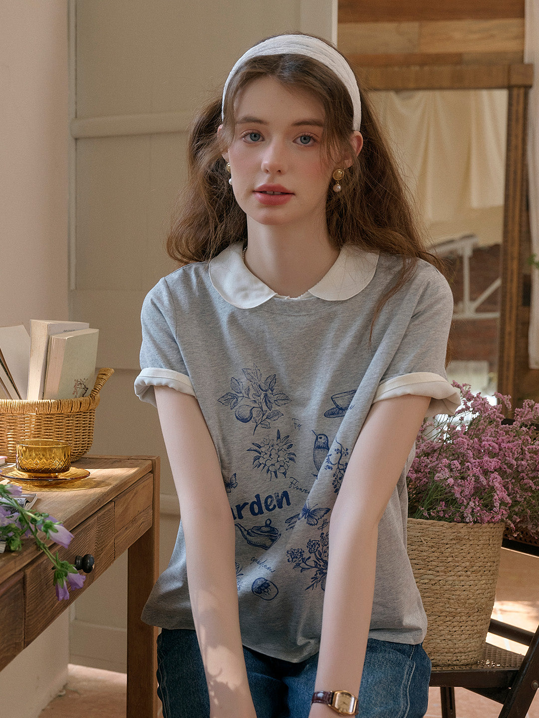 Rory Round Neck Vintage Pattern T-shirt