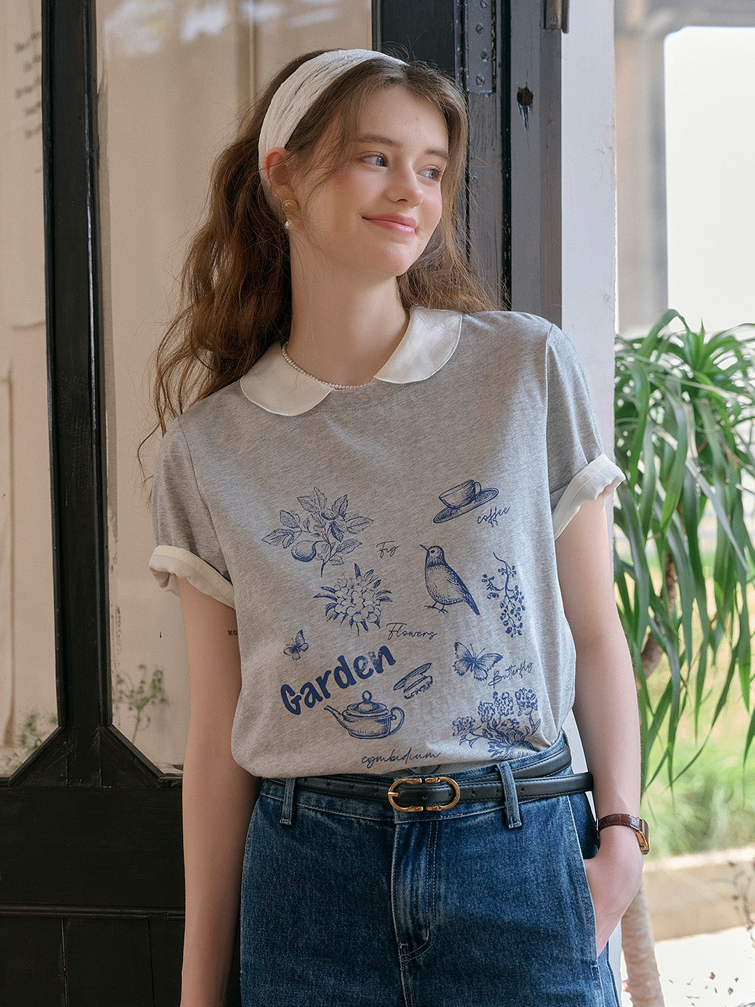 Rory Round Neck Vintage Pattern T-shirt