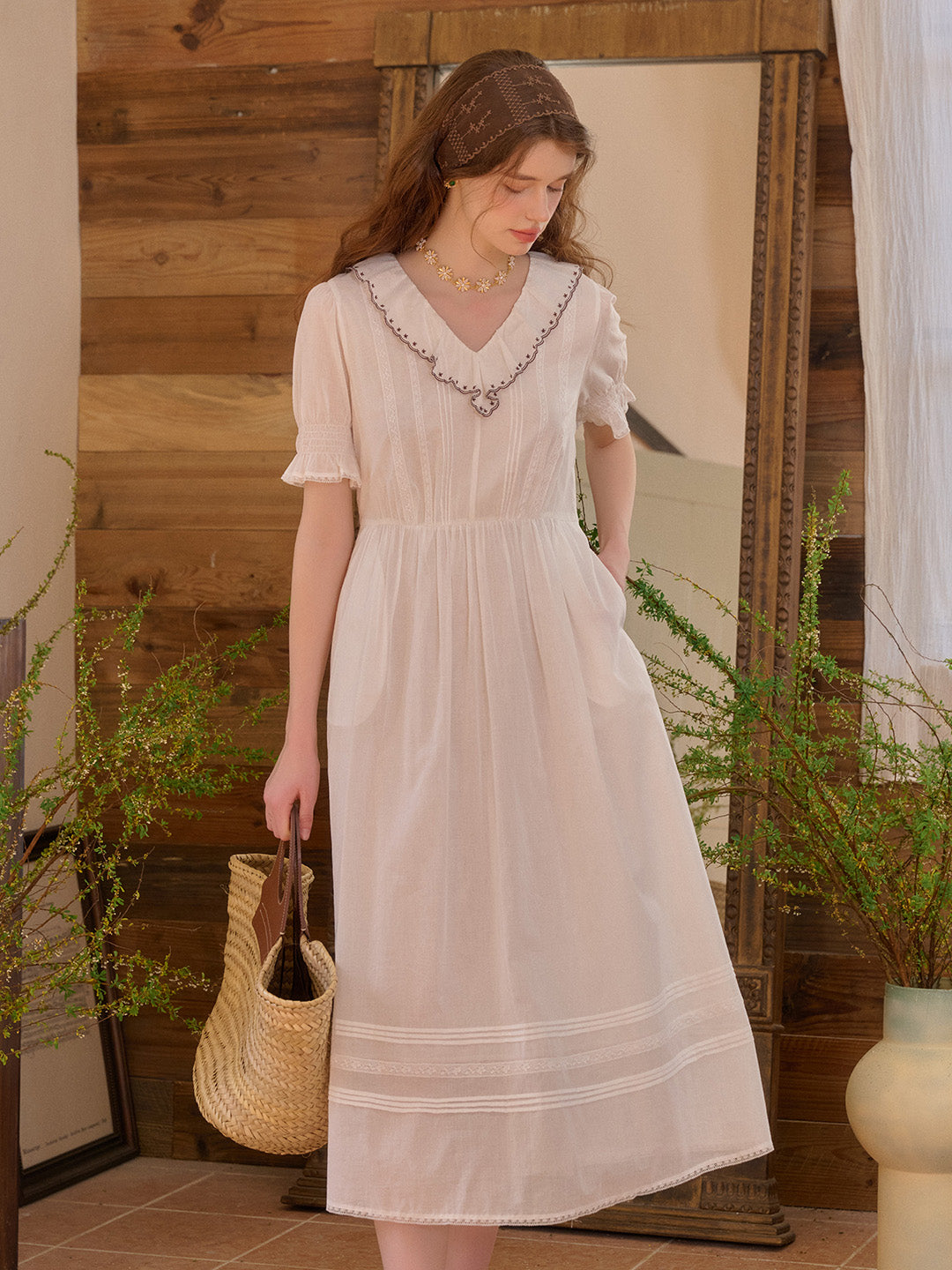 【Final Sale】Rika V-Neck 100% Cotton Dress