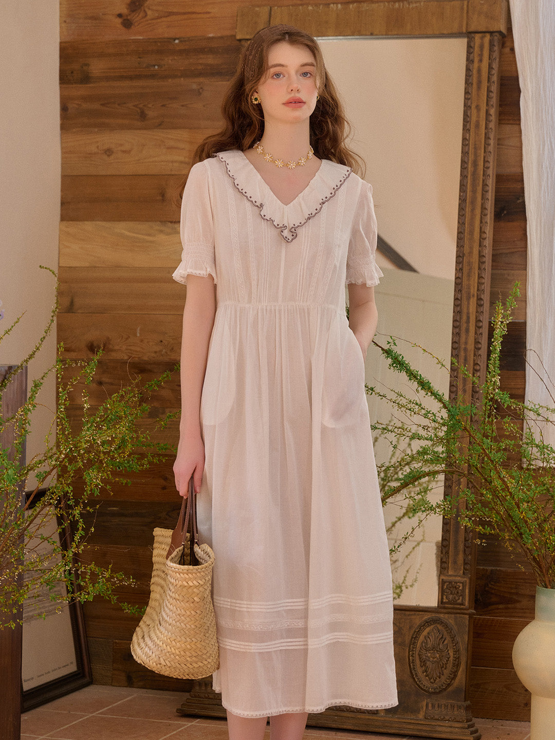 【Final Sale】Rika V-Neck 100% Cotton Dress