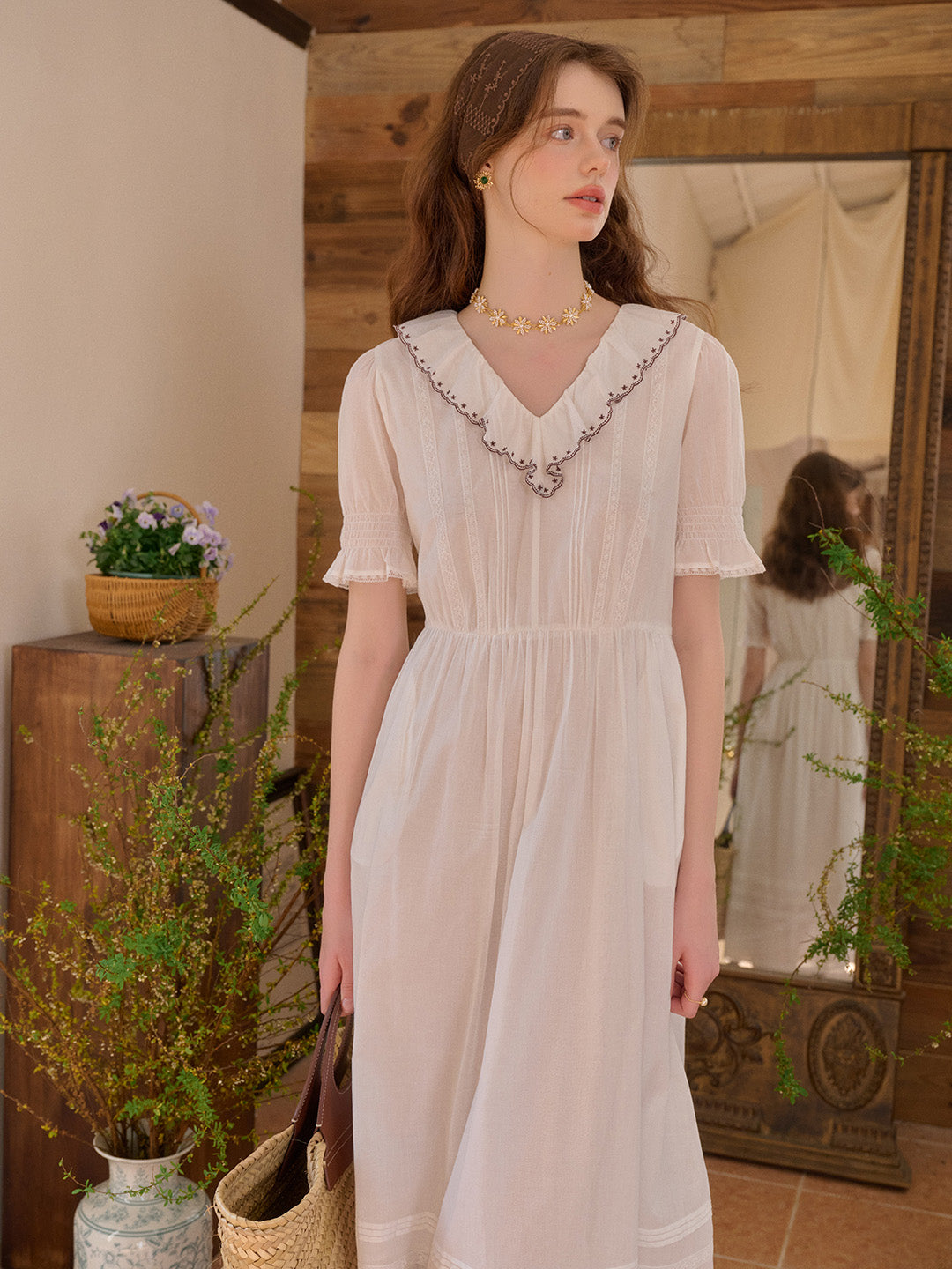 【Final Sale】Rika V-Neck 100% Cotton Dress