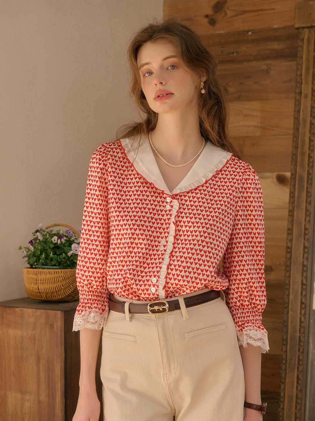 【Final Sale】Yoyo V-Neck Heartcore Blouse