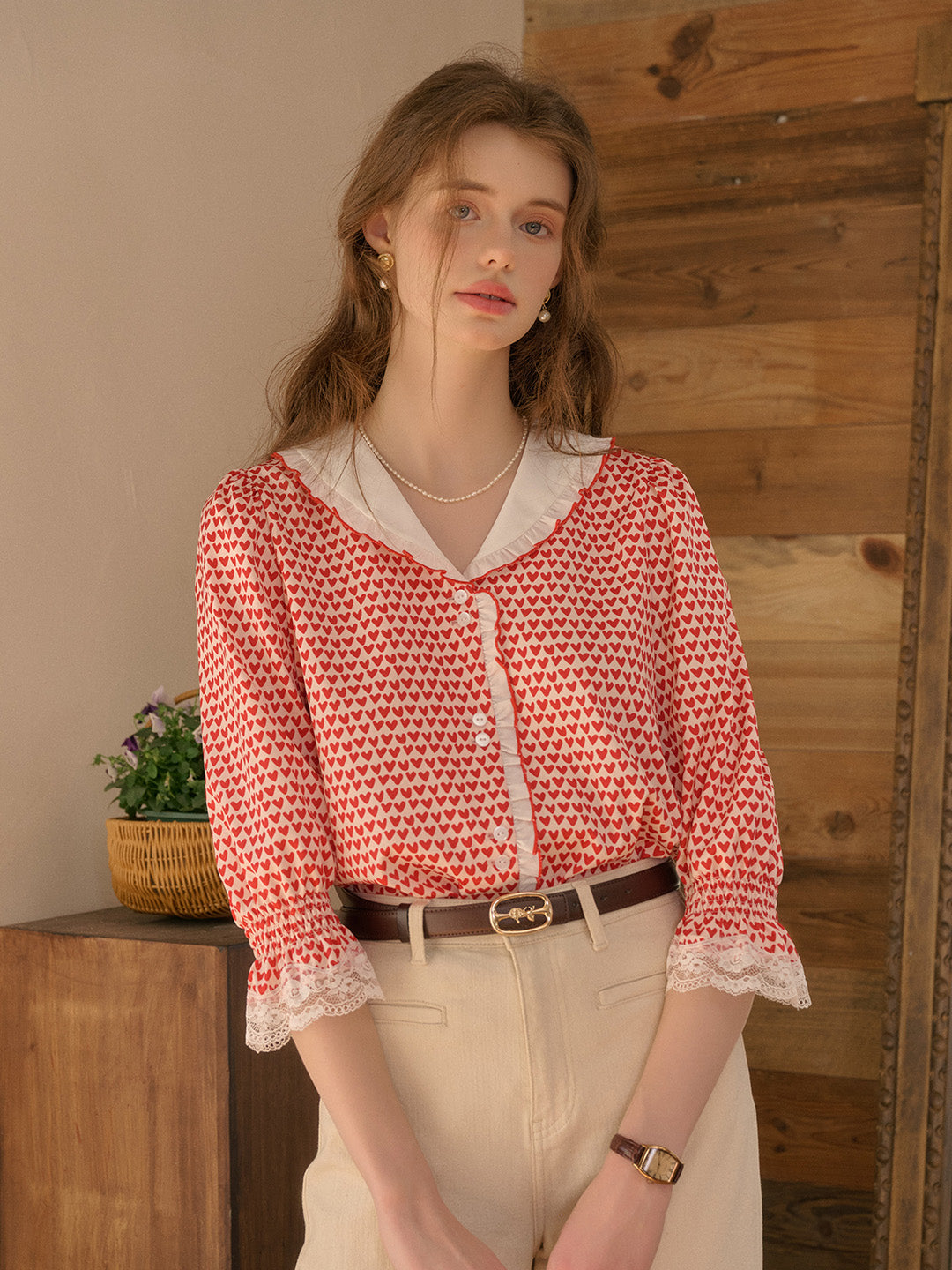 【Final Sale】Yoyo V-Neck Heartcore Blouse