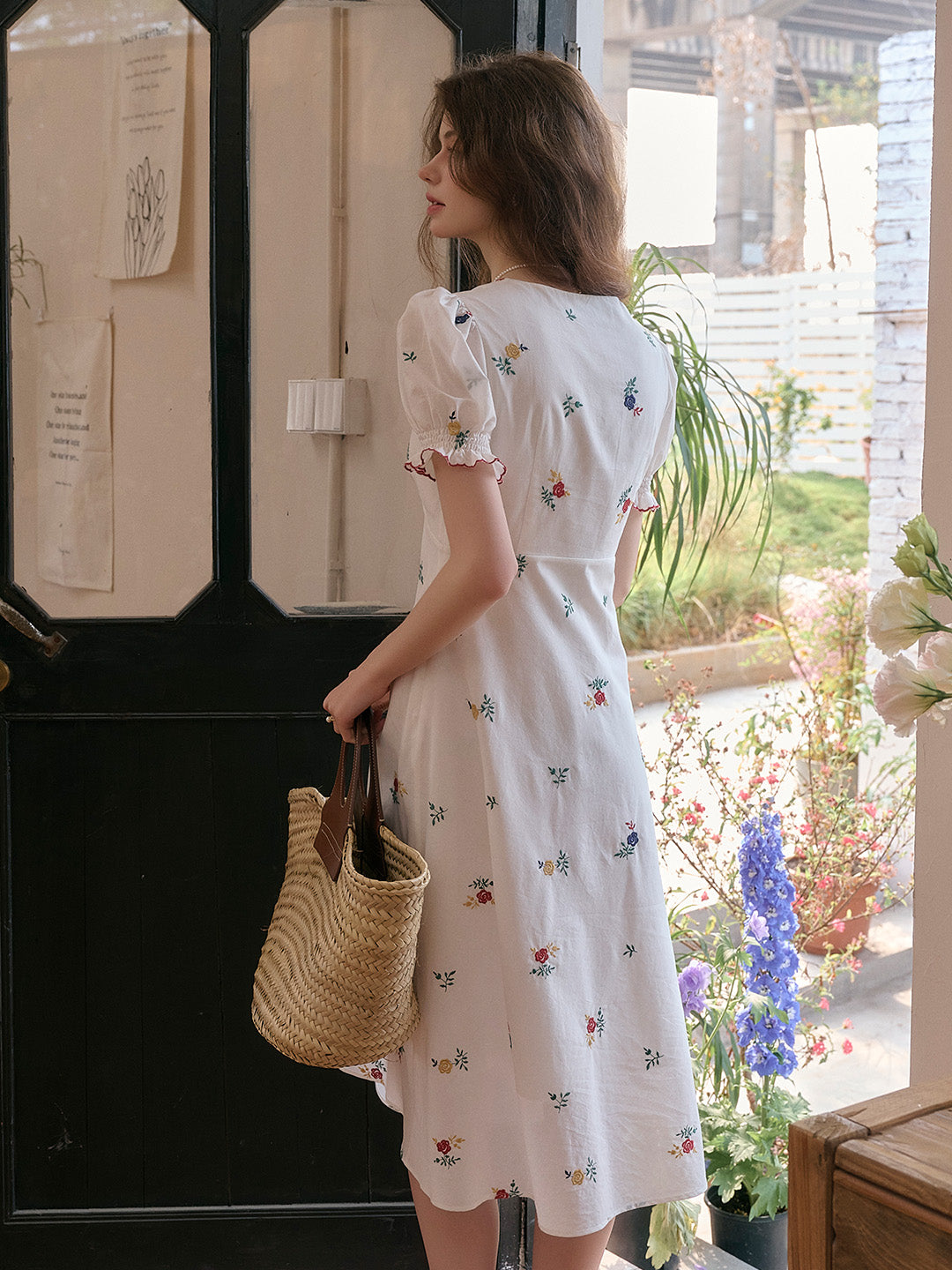 Haven V-Neck Floral Puff Sleeves Dress