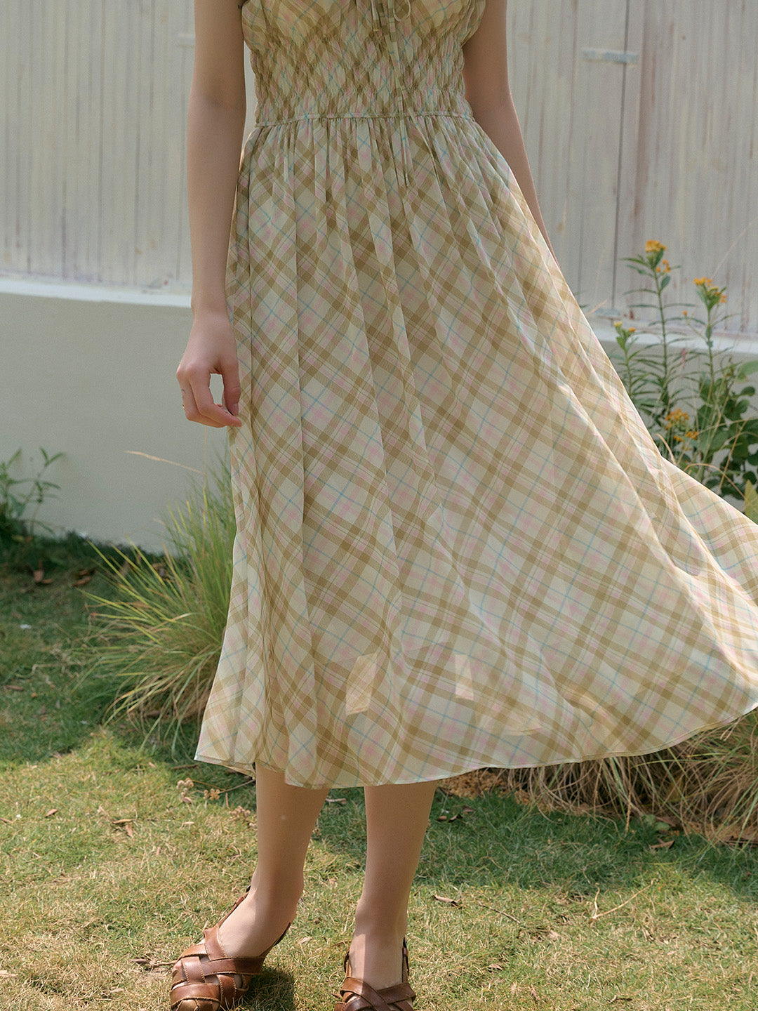 Ainsley Round Neck Plaid Dress