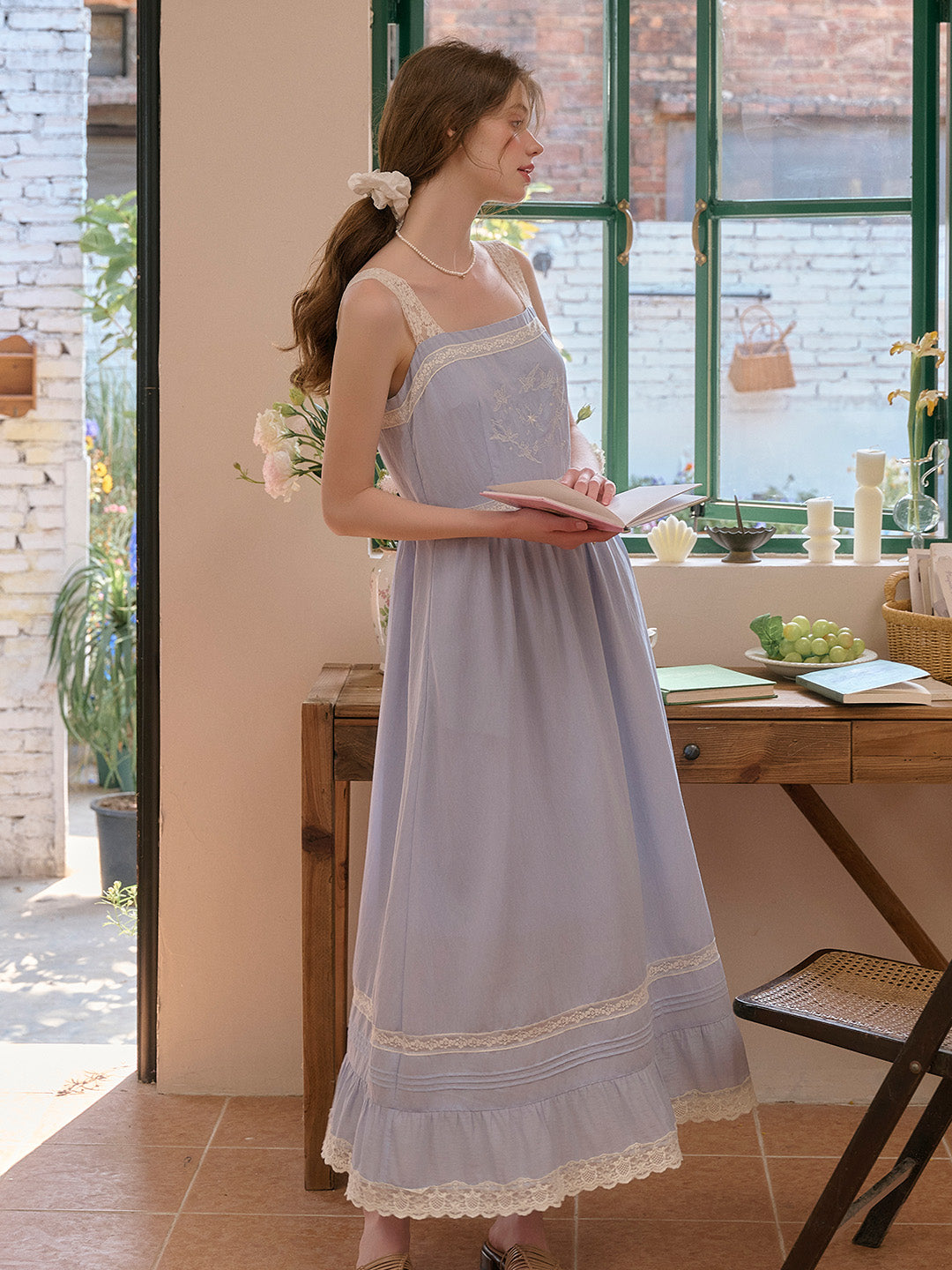 Fleur Square Neck Lace Tank Dress