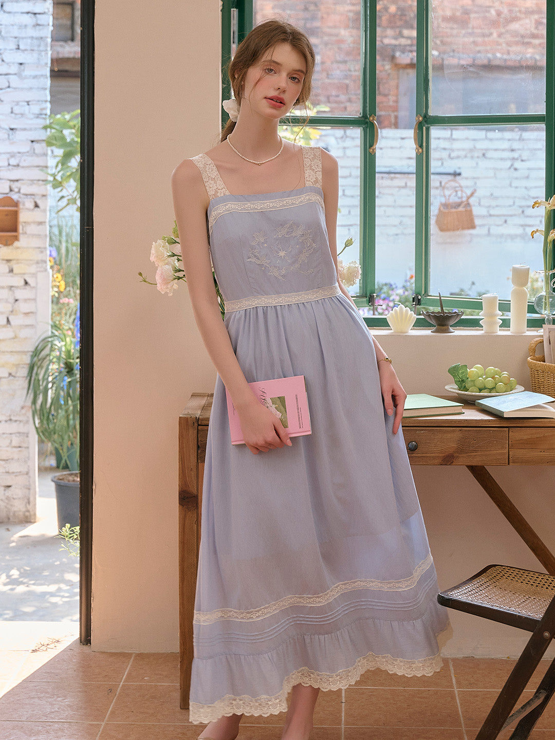Fleur Square Neck Lace Tank Dress