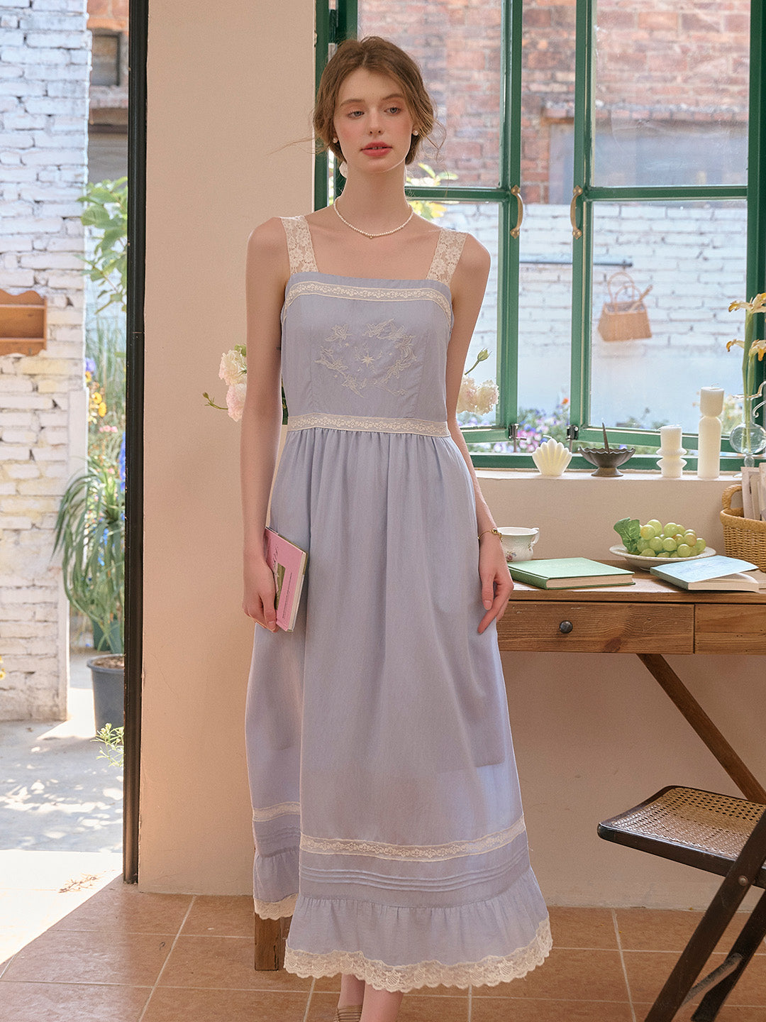 Fleur Square Neck Lace Tank Dress