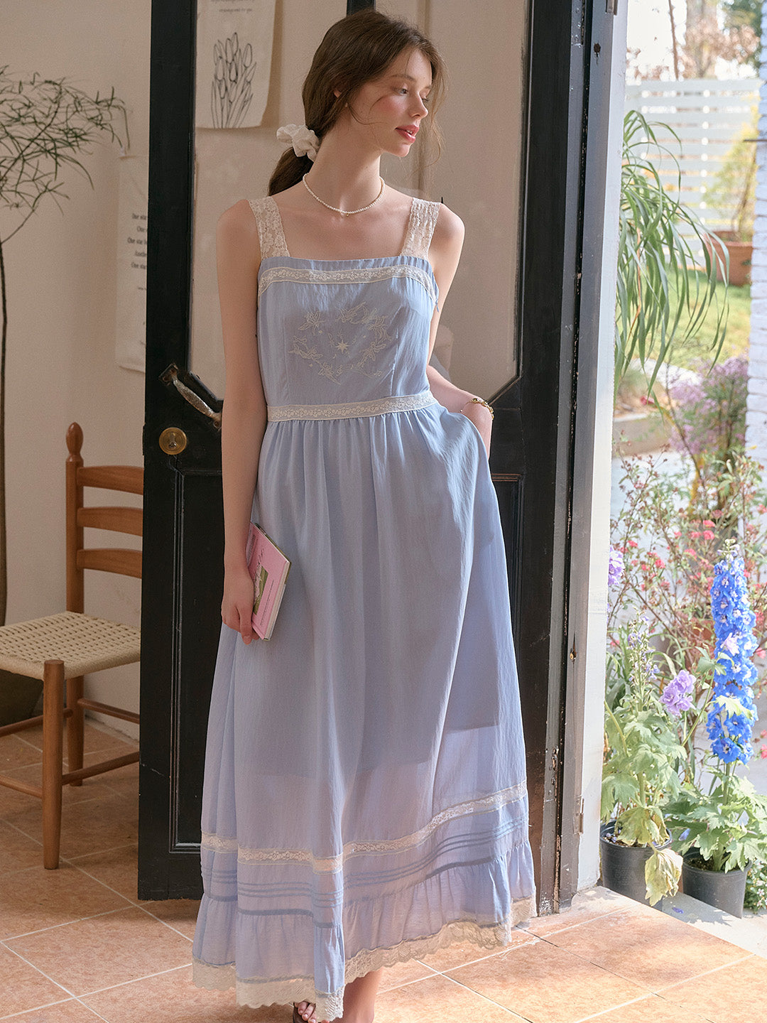 Fleur Square Neck Lace Tank Dress
