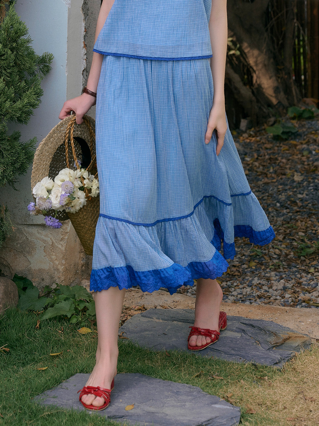 Fatima H-Line Lace Embroidery Skirt