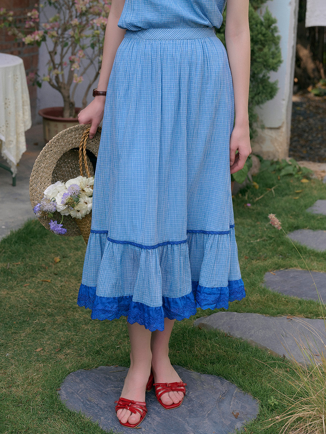 Fatima H-Line Lace Embroidery Skirt