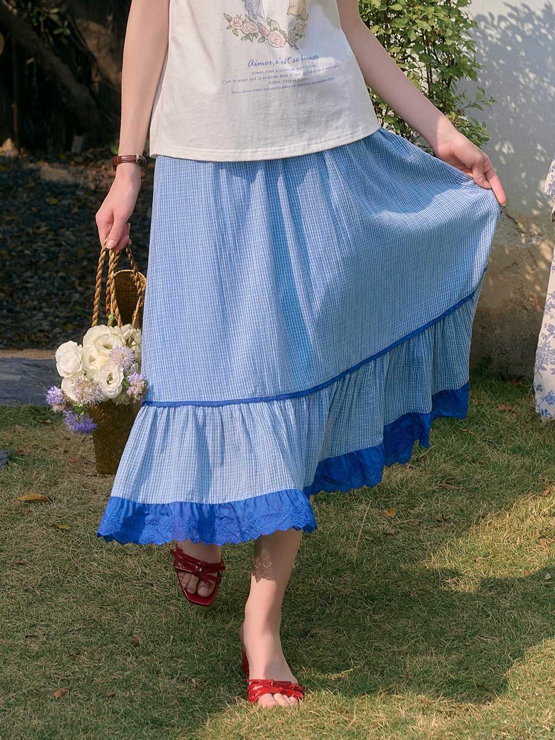 Fatima H-Line Lace Embroidery Skirt