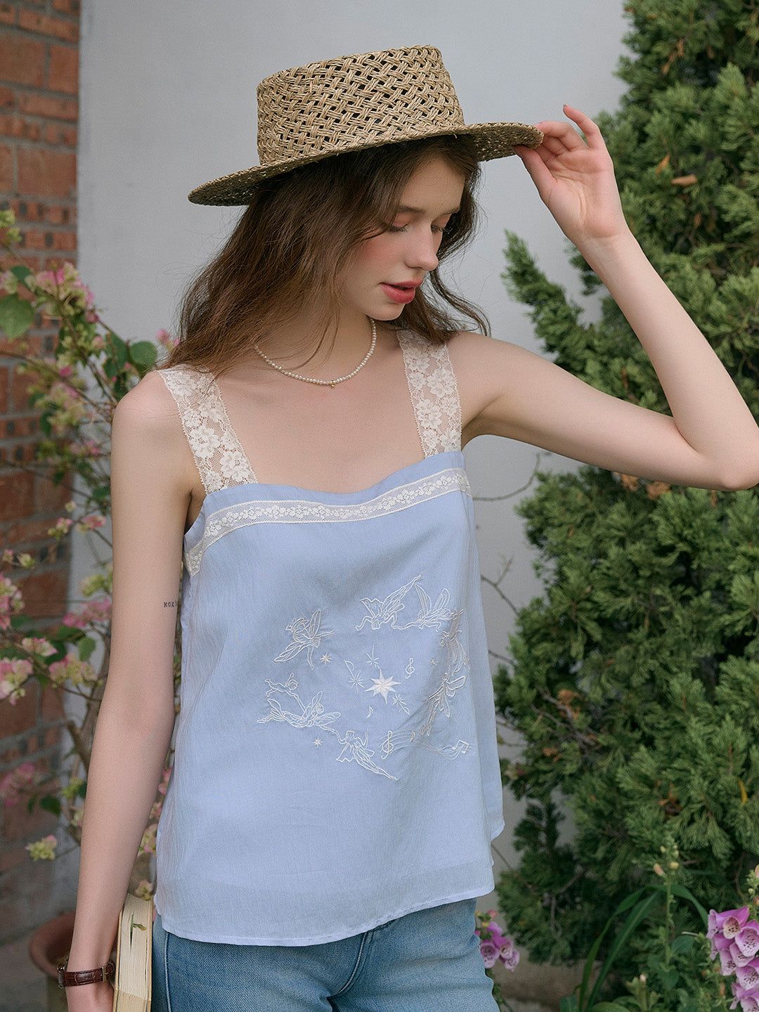Clara Square Neck Lace Tank Top