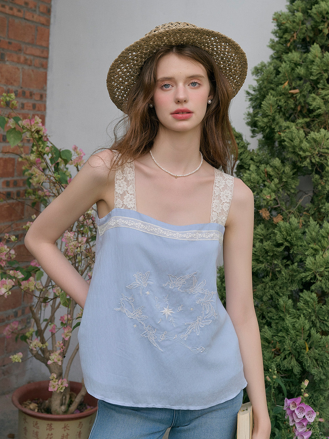 Clara Square Neck Lace Tank Top