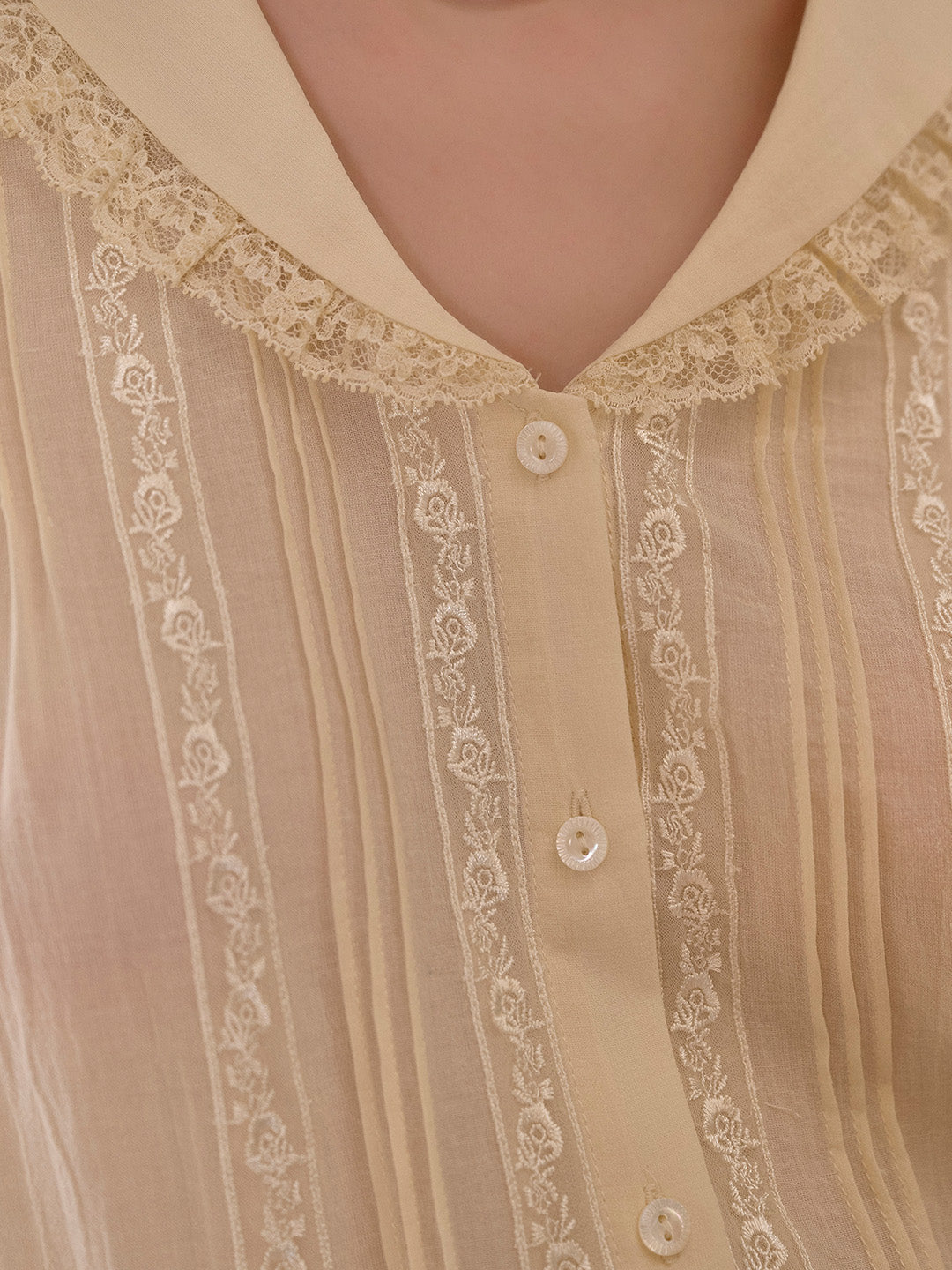 Alessa V-Neck Embroidery Cotton Blouse