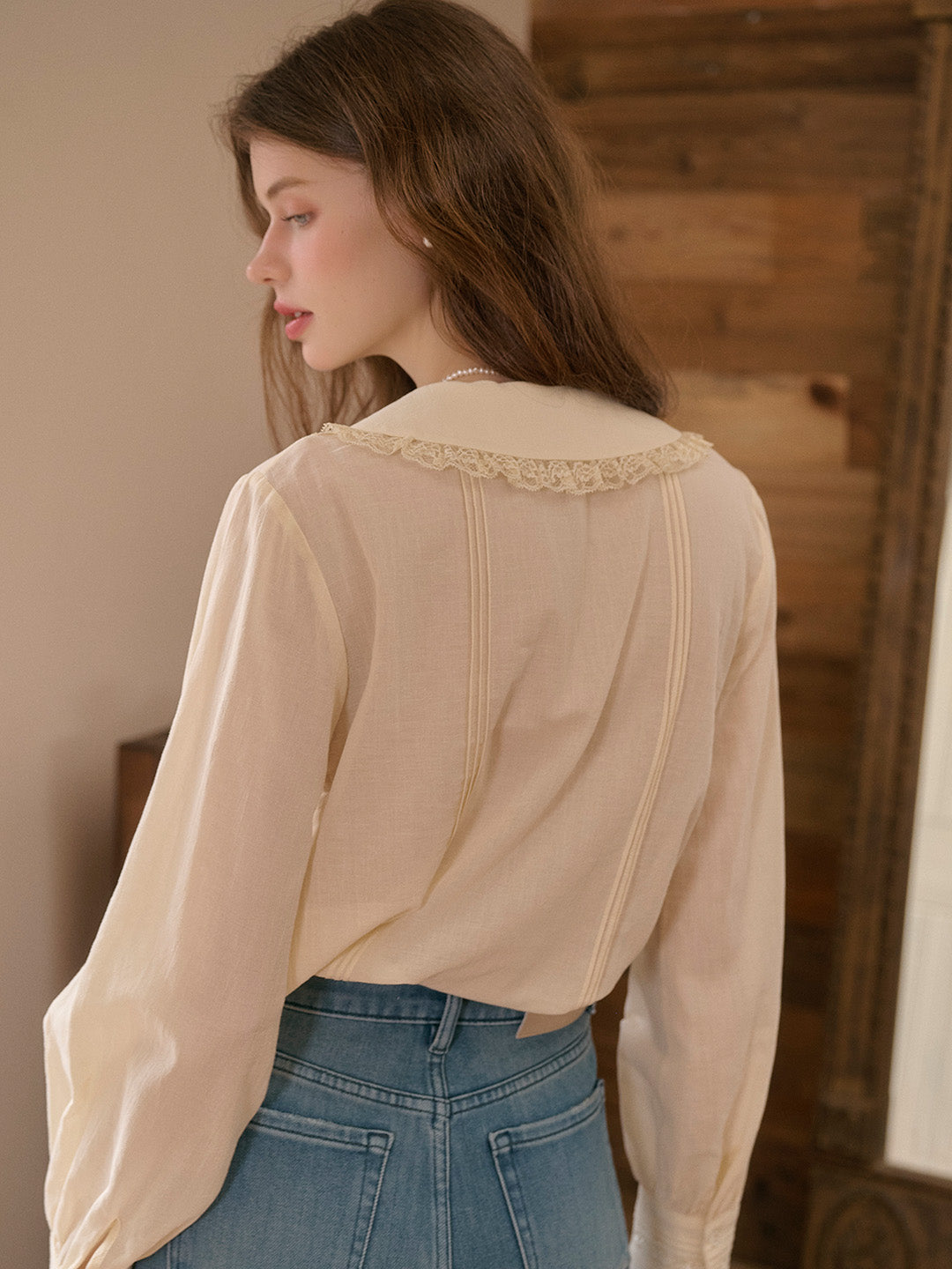 Alessa V-Neck Embroidery Cotton Blouse