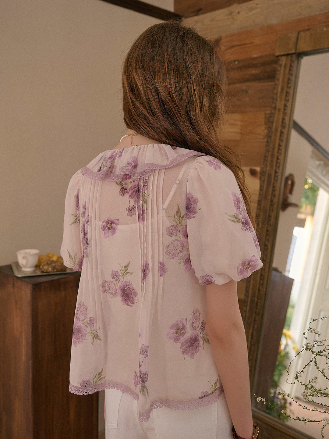 Sloane Ruffle Neck Floral Blouse