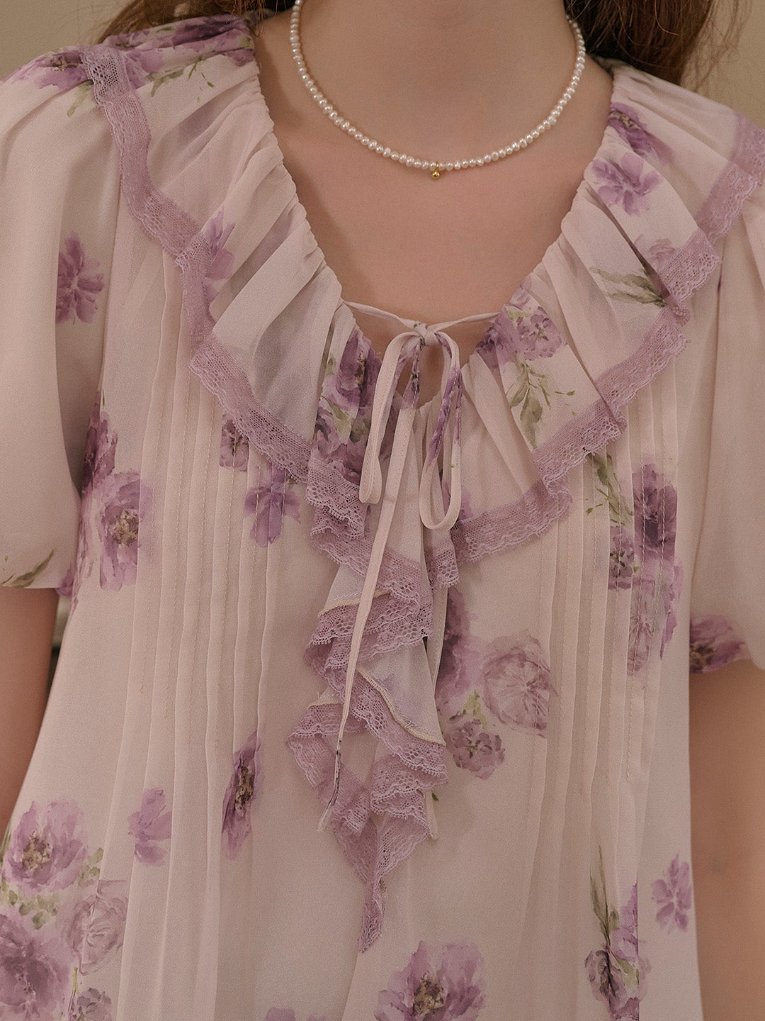 Sloane Ruffle Neck Floral Blouse