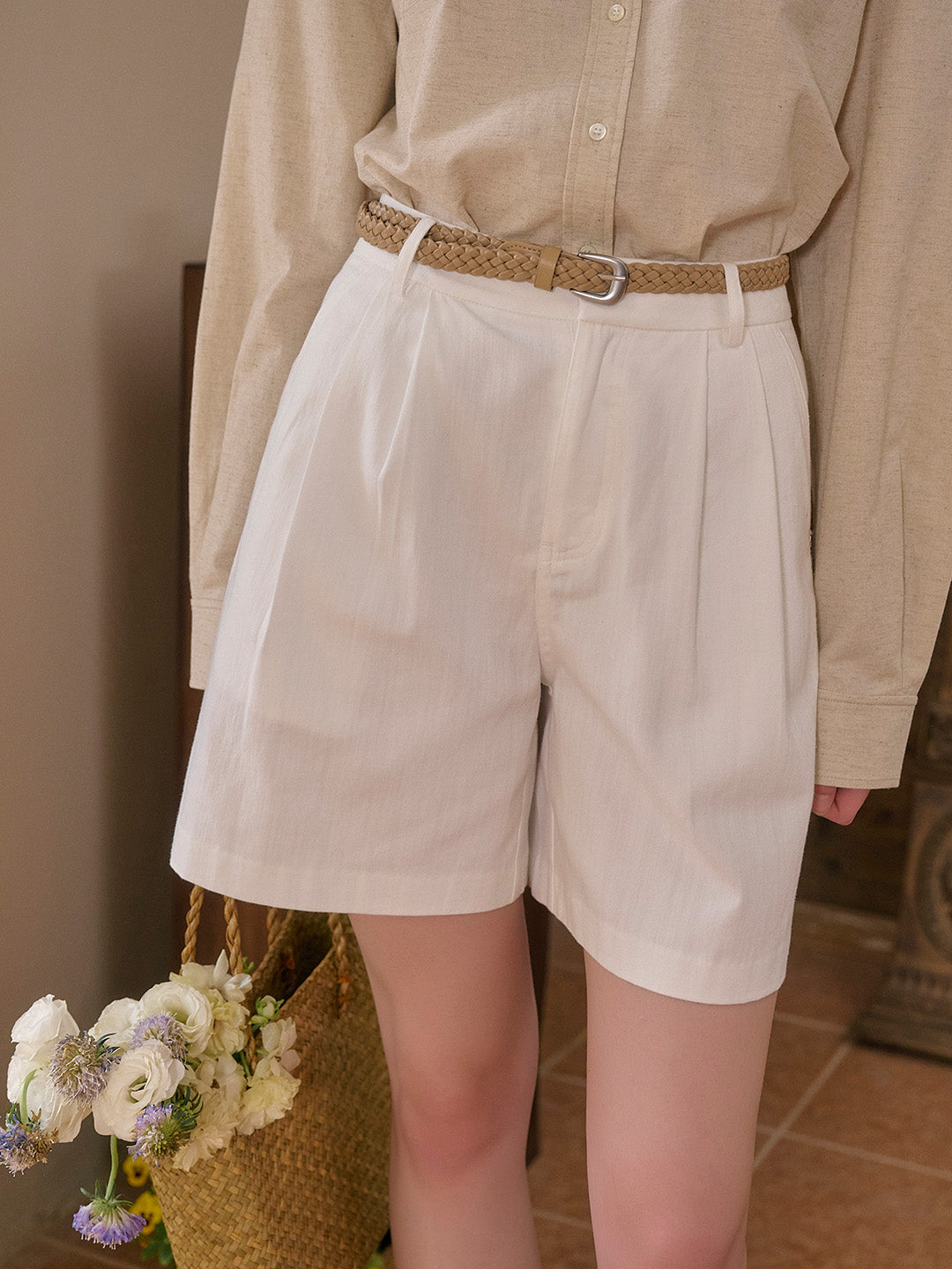 Margo Mid-Waist Cotton Shorts