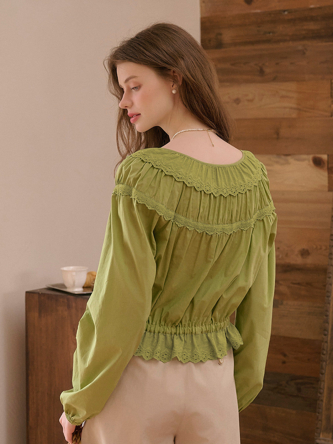 Mallory Round Neck Lace Blouse