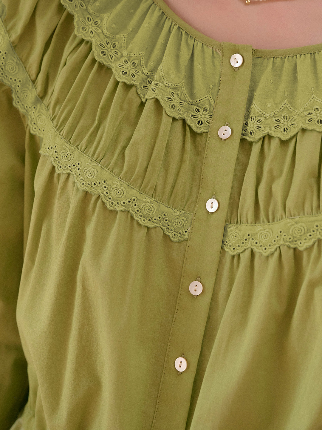 Mallory Round Neck Lace Blouse