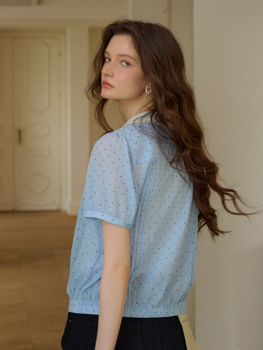 Felicity Peter Pan Collar Dot Cotton Blouse