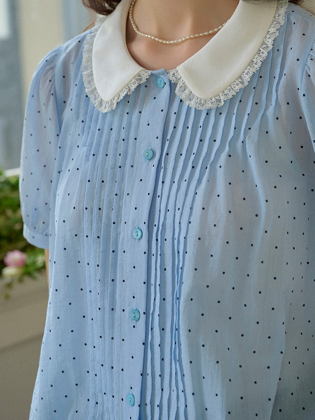 Felicity Peter Pan Collar Dot Cotton Blouse