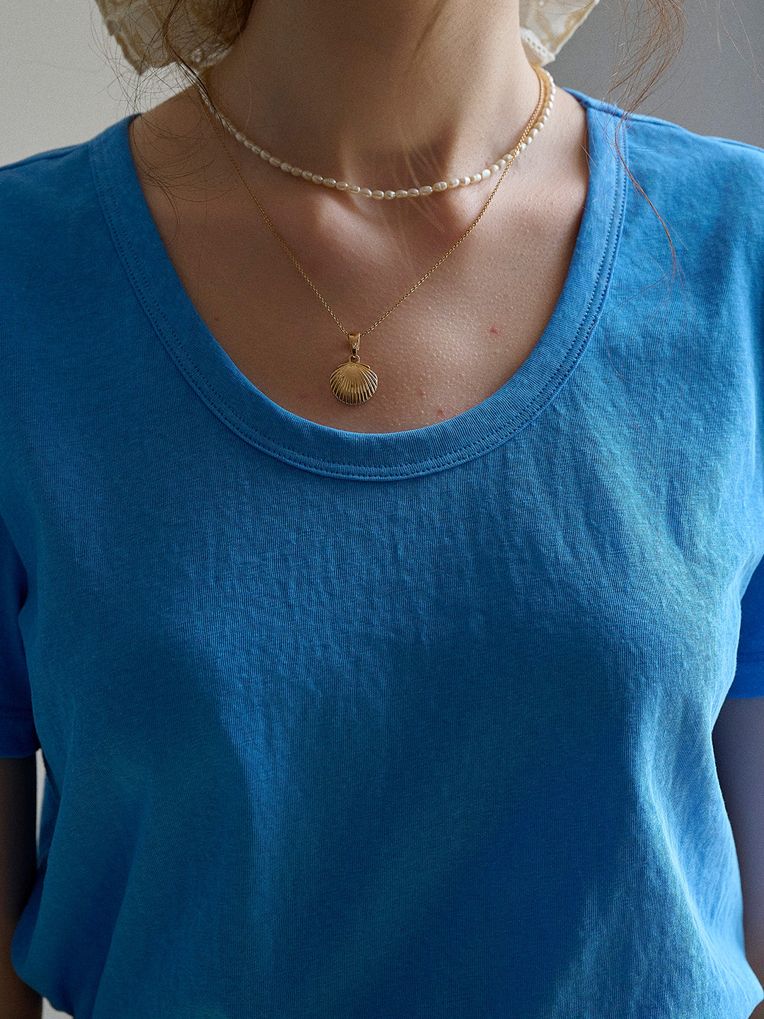 Maisie Simple Round Neck Top - Blue