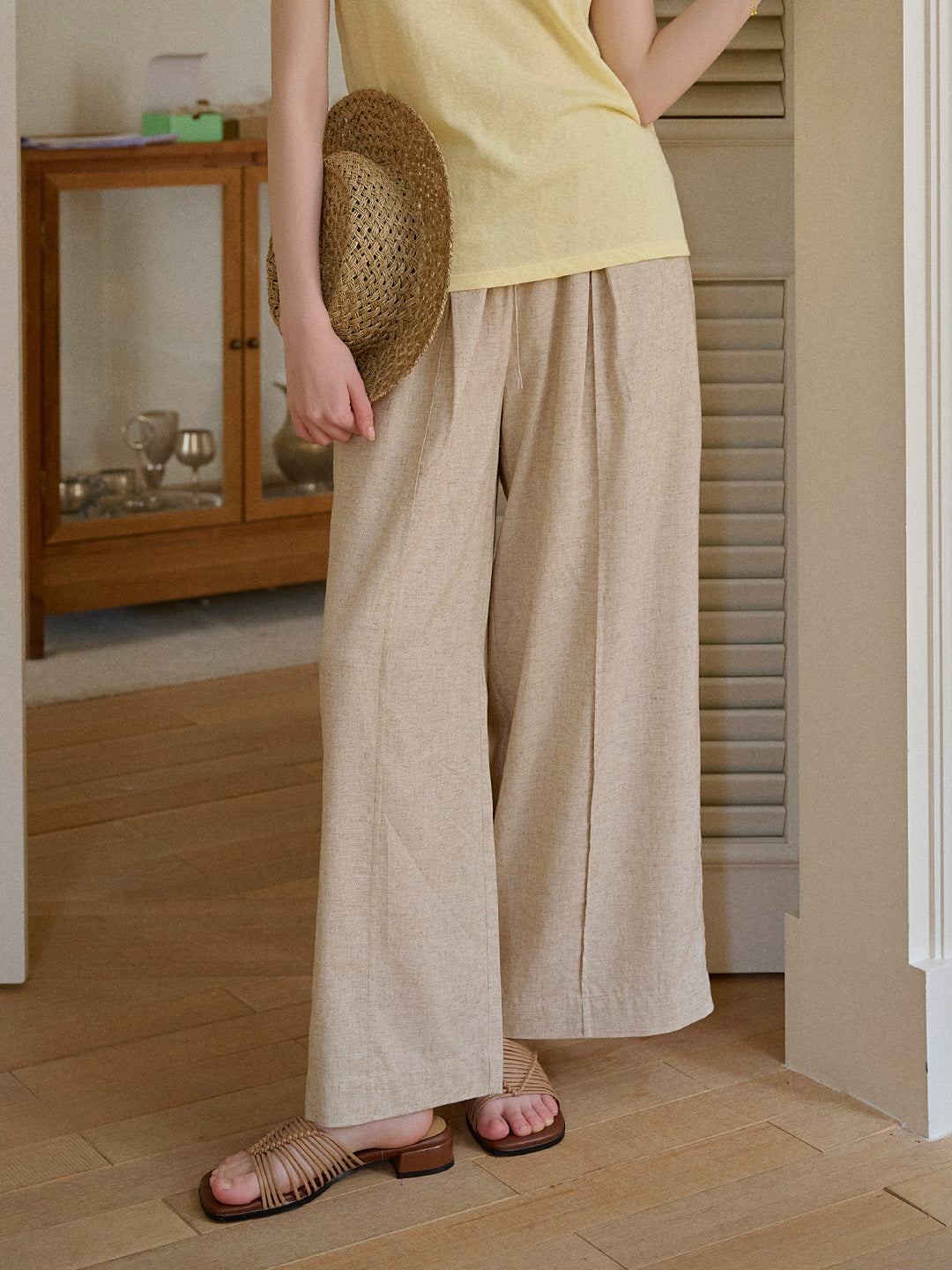 Nova Simple Elastic Waist Trousers - Khaki