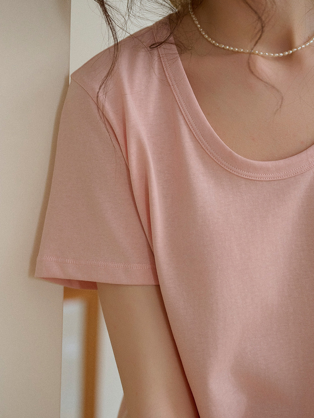 Maisie Simple Round Neck Top - Pink